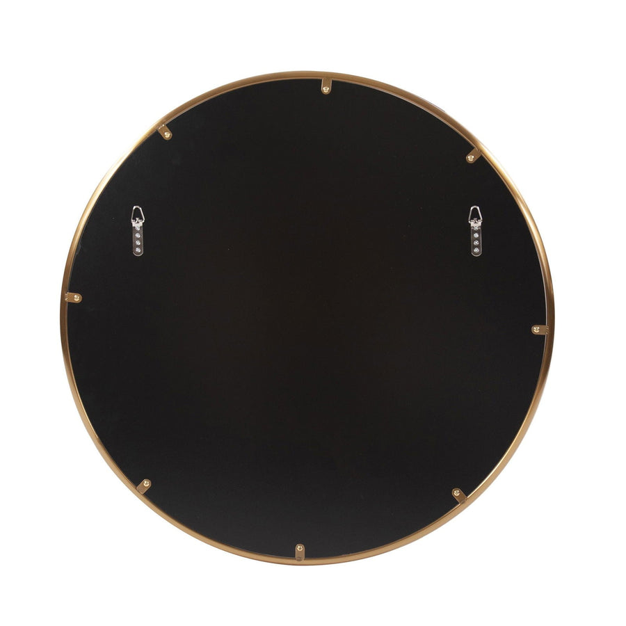 32" Antiqued Brushed Brass Round Wall Mirror - Rivour Home