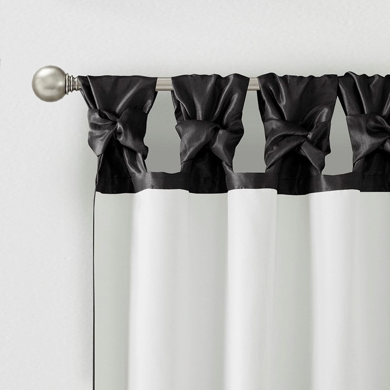 Emilia 100% Polyester Solid Faux Silk Lined Twist Tab Total Blackout Window Curtain