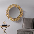Eden Gold Gingko Leaf Round Wall Mirror 30.5