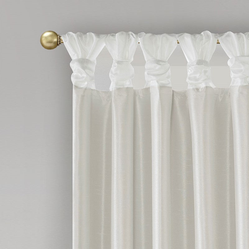 Emilia 100% Polyester Solid Faux Silk Lined Twist Tab Total Blackout Window Curtain