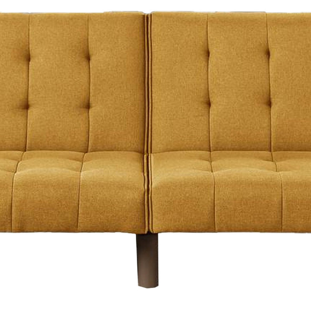 Fabric Adjustable Sofa with Tufted Details and Splayed Legs, Yellow