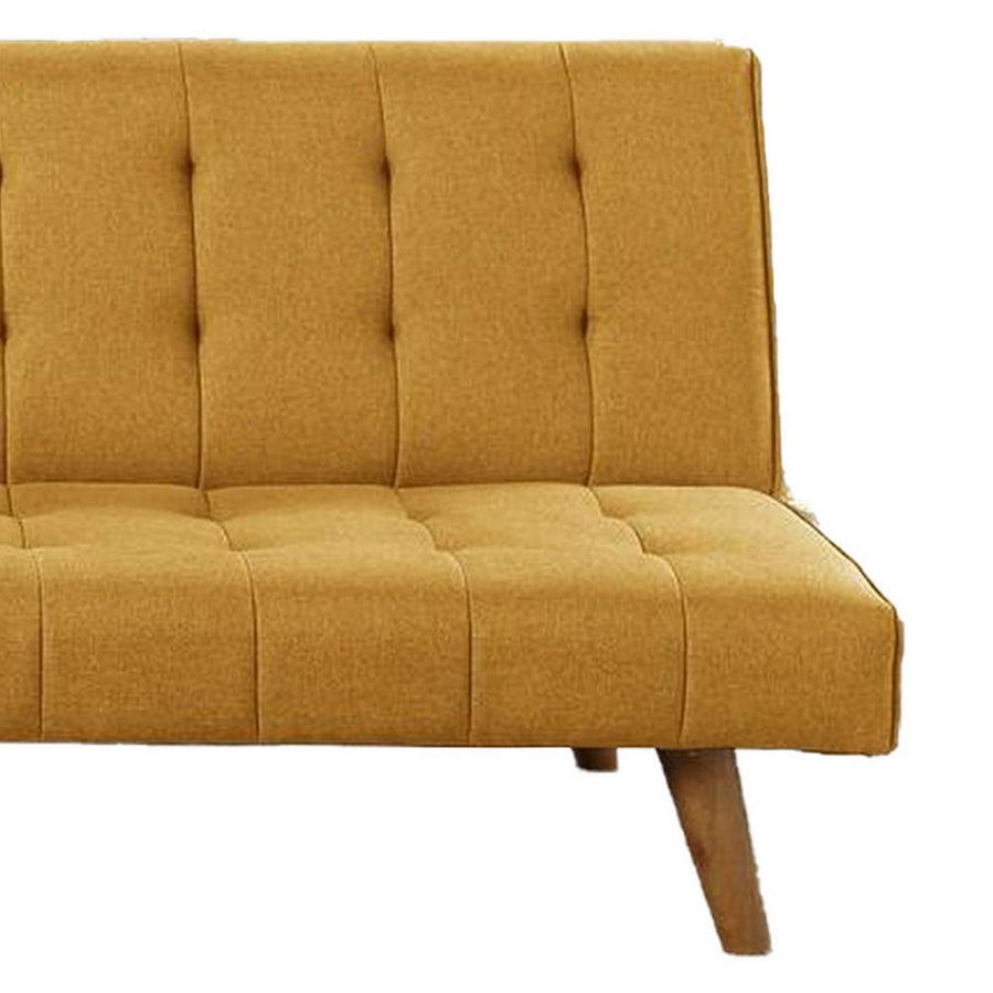 Fabric Adjustable Sofa with Tufted Details and Splayed Legs, Yellow
