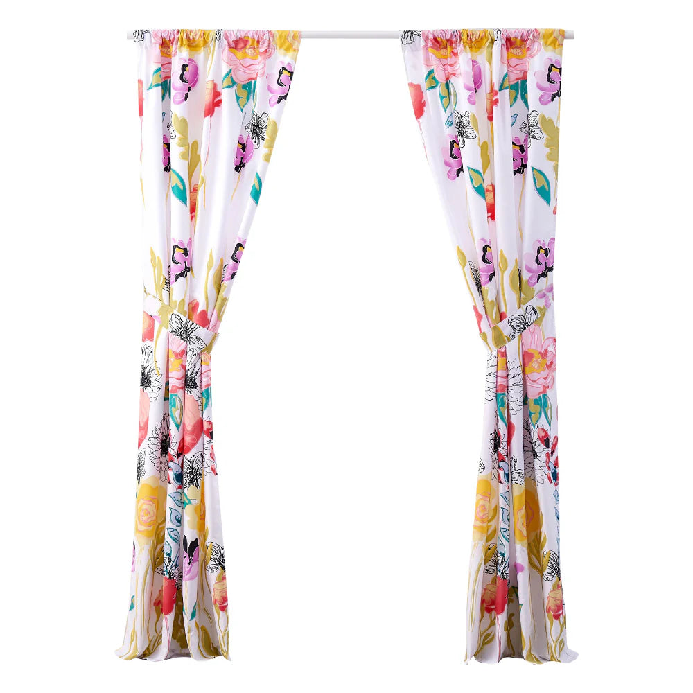 Minsk 84 Inch Bright Flower Pattern Window Panel Curtains