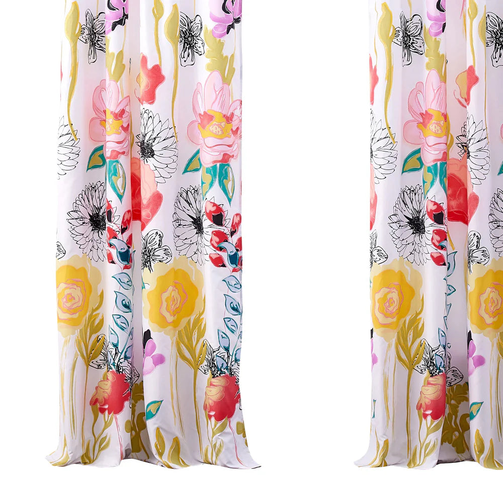 Minsk 84 Inch Bright Flower Pattern Window Panel Curtains