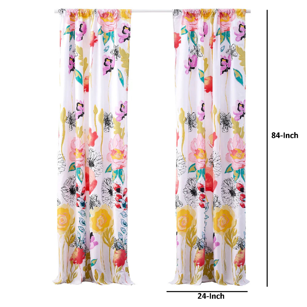 Minsk 84 Inch Bright Flower Pattern Window Panel Curtains