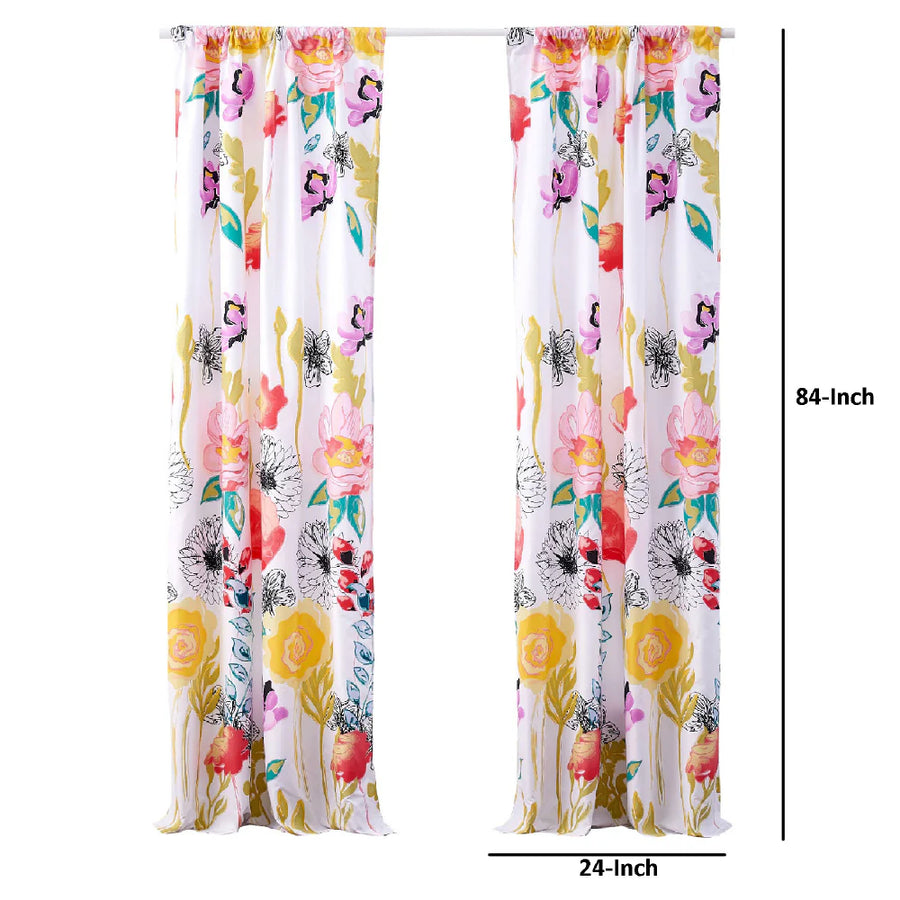 Minsk 84 Inch Bright Flower Pattern Window Panel Curtains