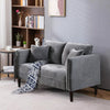 Hak 52 Inch Loveseat, Rounded Curved Arms, Biscuit Tufting, Wood Legs, Gray