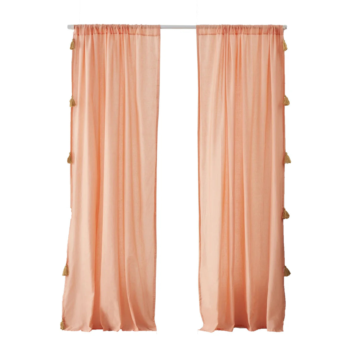Xumi 4 Piece Coral Pink Window Curtain with Tie Backs 2 Panel Set