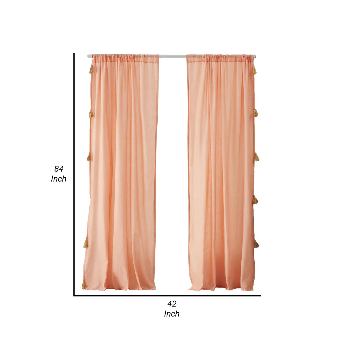 Xumi 4 Piece Coral Pink Window Curtain with Tie Backs 2 Panel Set