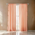 Xumi 4 Piece Coral Pink Window Curtain with Tie Backs 2 Panel Set