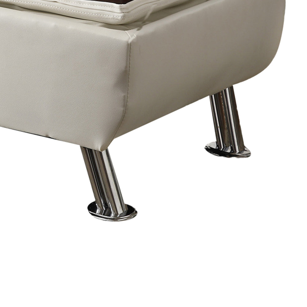 Faux Leather Ottoman with Reversible Tray Tops