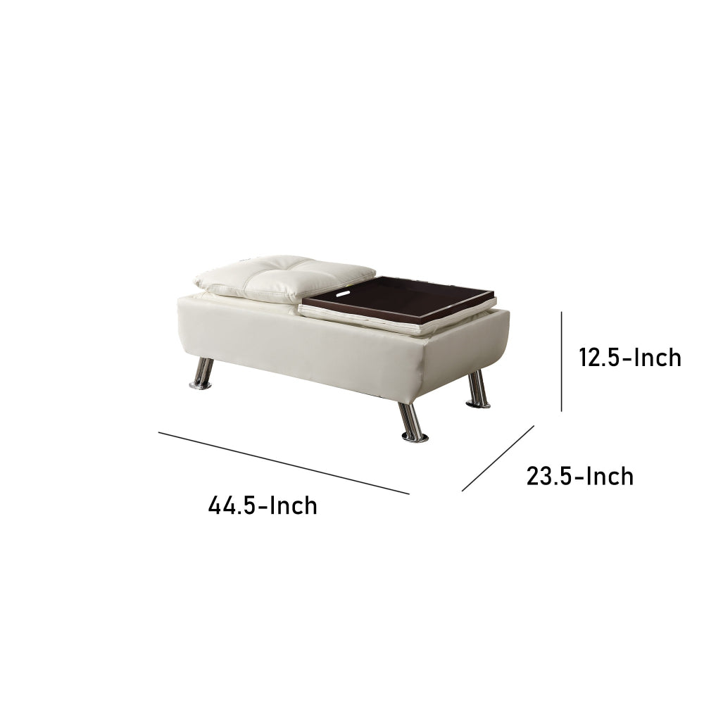 Faux Leather Ottoman with Reversible Tray Tops