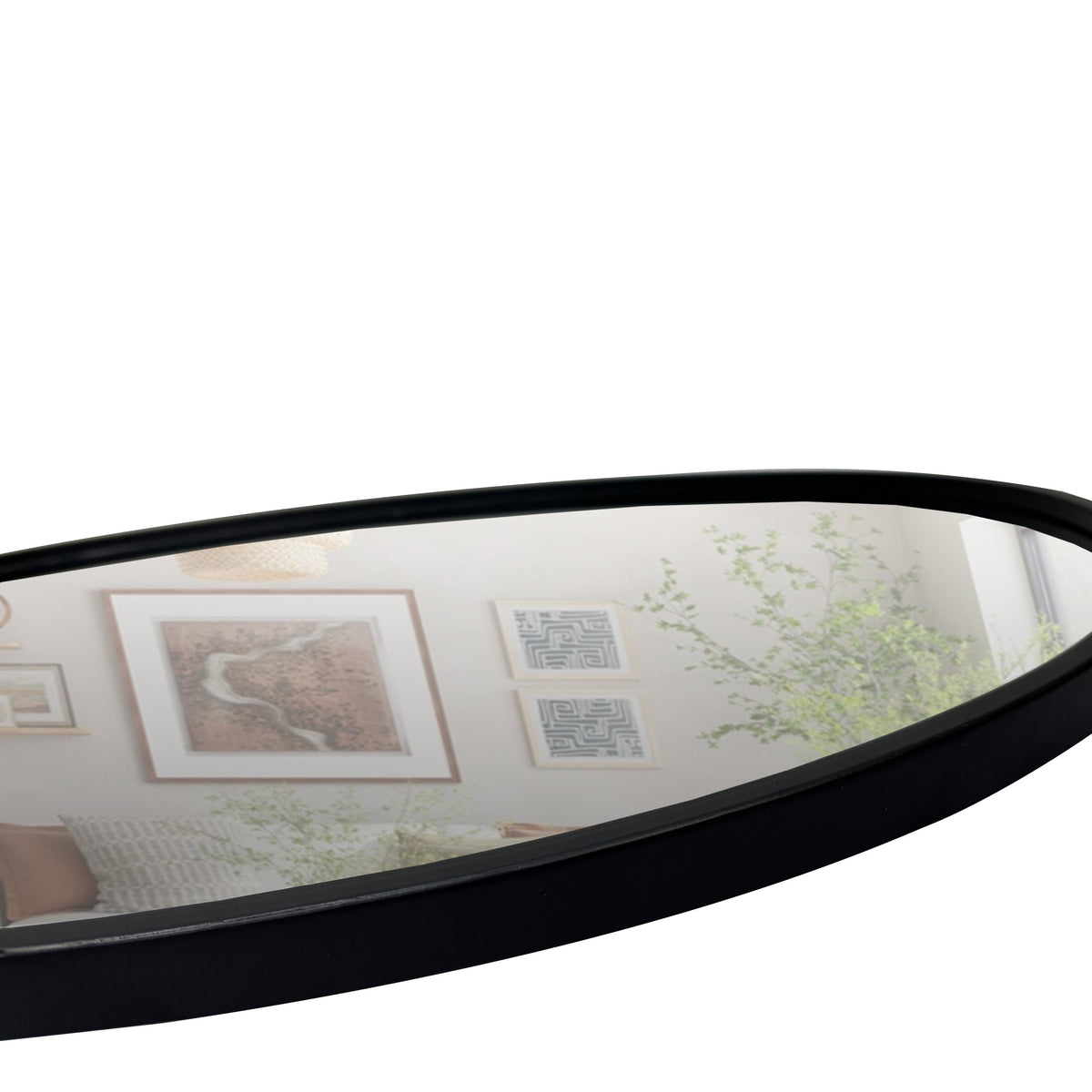 Oval Metal Wall Mirror with Black Framed Edges