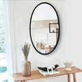 Oval Metal Wall Mirror with Black Framed Edges
