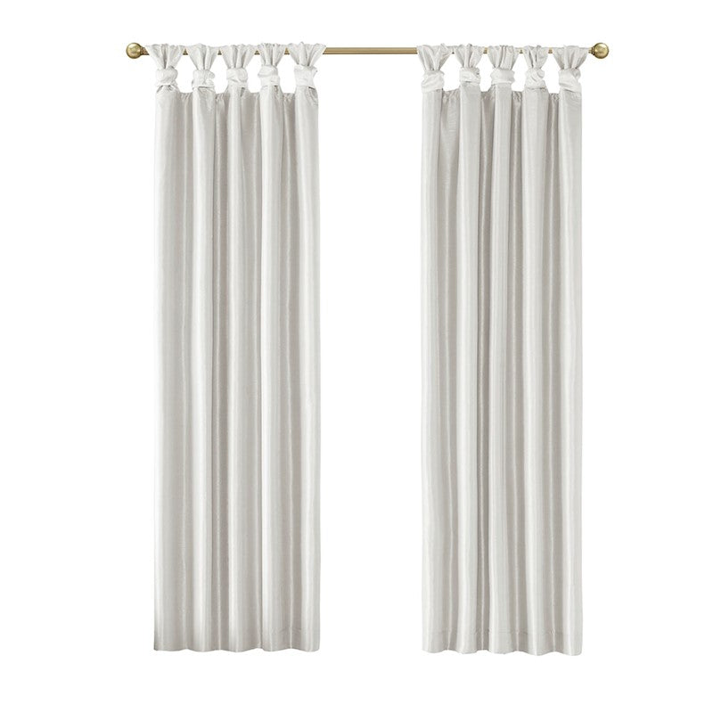 Emilia 100% Polyester Solid Faux Silk Lined Twist Tab Total Blackout Window Curtain
