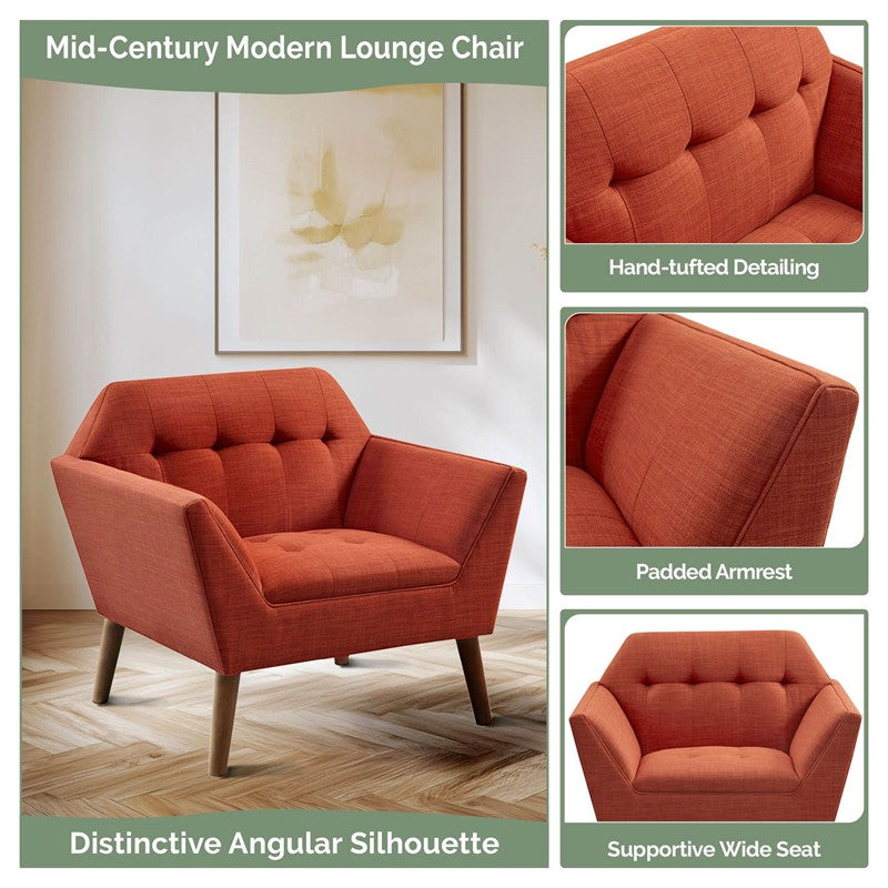 Newport Wide Mid-Century Modern Lounge Chair