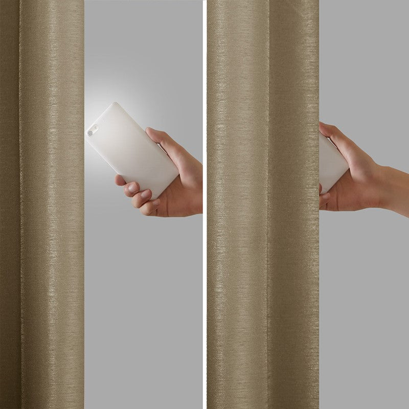 Emilia 100% Polyester Solid Faux Silk Lined Twist Tab Total Blackout Window Curtain