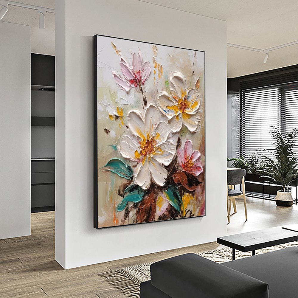 Hand Painted Abstract Blooming Flower Oil Painting