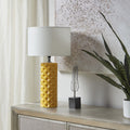 Yellow Geometric Cylinder Ceramic Table Lamp