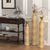 High distress metal center vases set of 3 vases in Gold