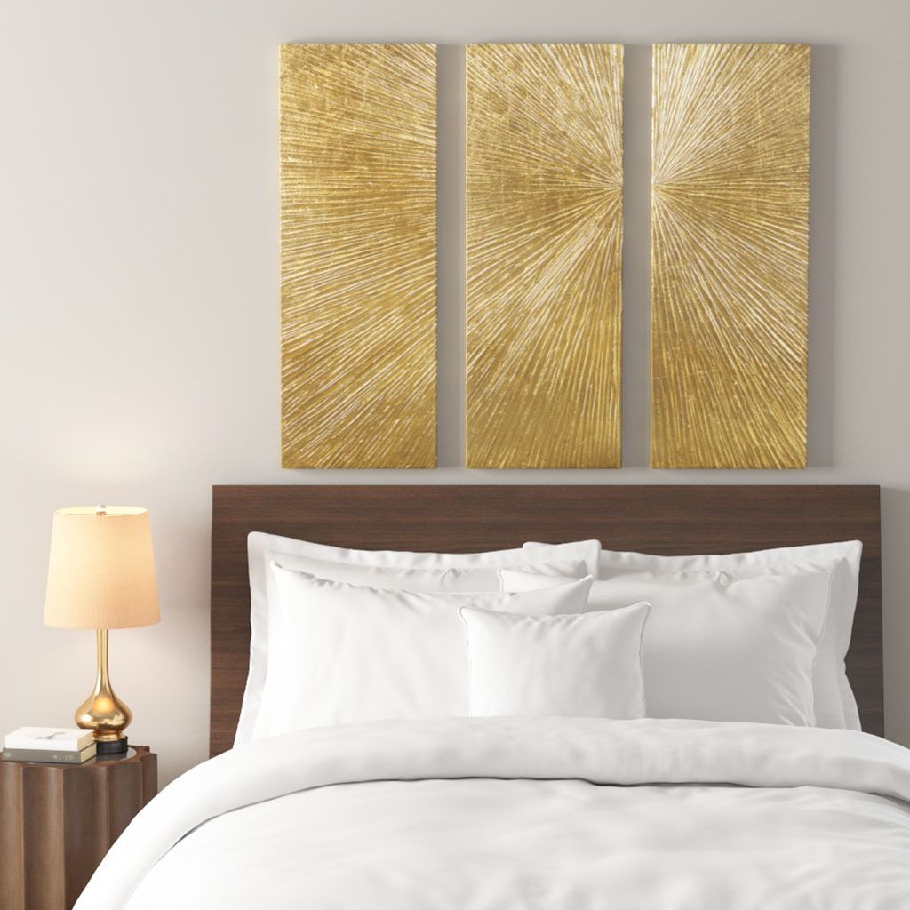 Signature Sunburst Hand Painted Triptych 3-piece Dimensional Resin Wall Art Set