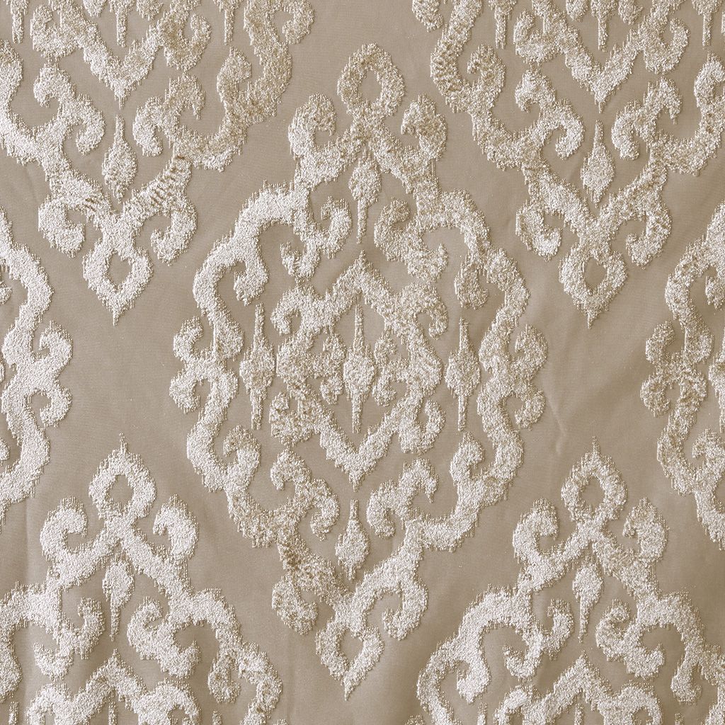 Knitted Jacquard Damask Total Blackout Grommet Top Curtain Panel Pair(2 Pcs Window Panels)