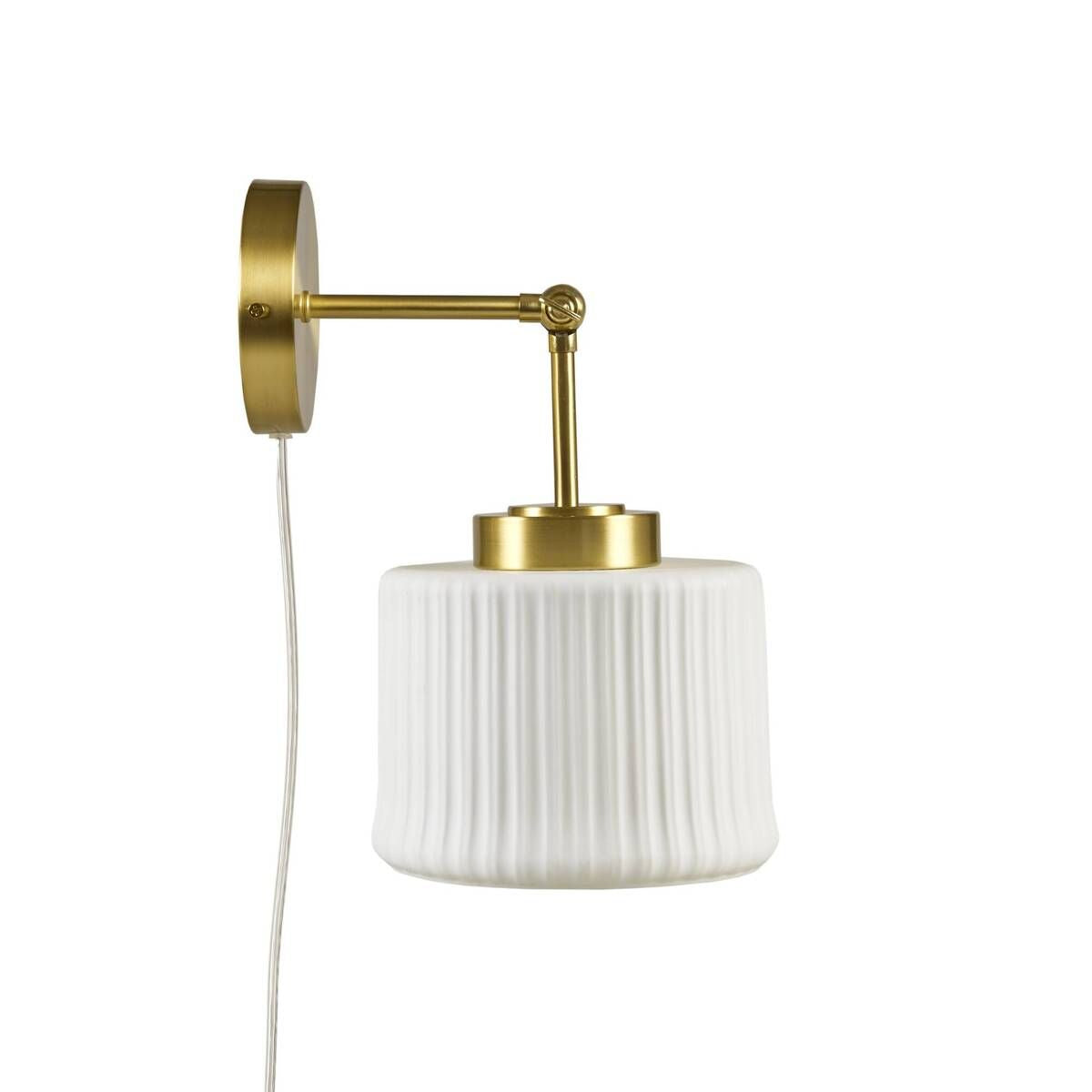 White Ceramic Wall Sconce with Adjustable Swing Arm
