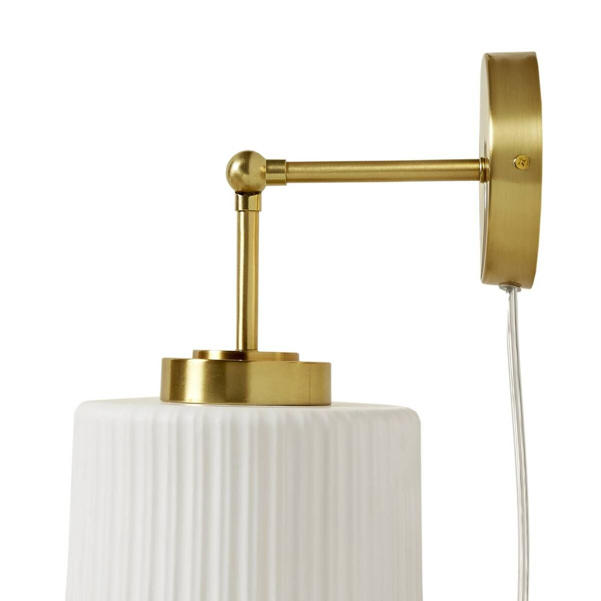 White Ceramic Wall Sconce with Adjustable Swing Arm