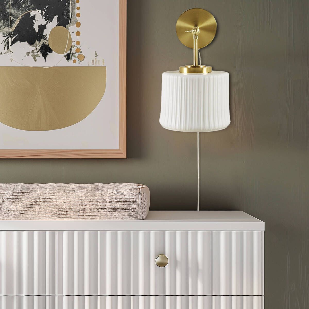 White Ceramic Wall Sconce with Adjustable Swing Arm