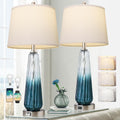 3-Way Dimmable Modern Glass Table Lamps with 2 USB Ports