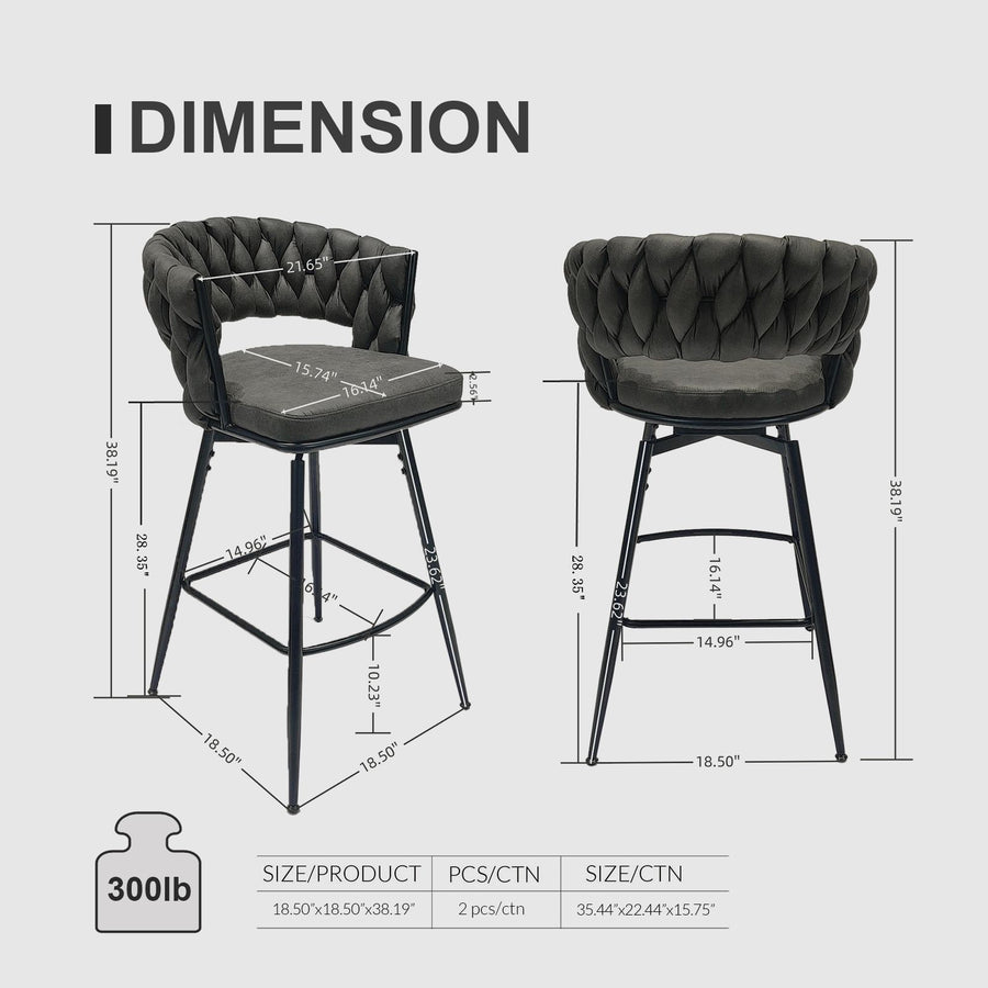 28" 360 Modern Swivel Bar Chairs Set of 2