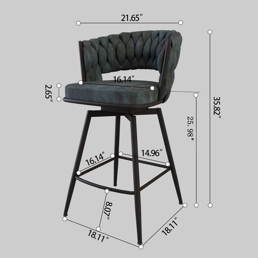 28" 360 Upholstered Swivel Bar Chairs Set of 2