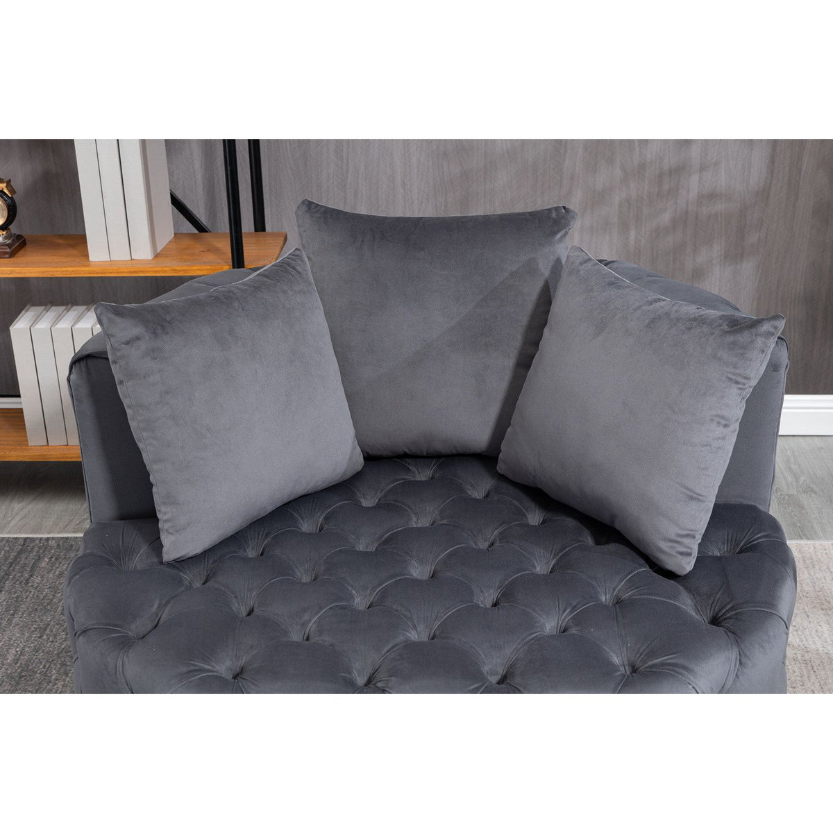 Plush Velvet Barrel Chair with Solid Wood Legs - Available in 3 Colors