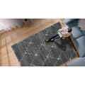 Talas Trellis Shag Area Rug in Grey and Cream