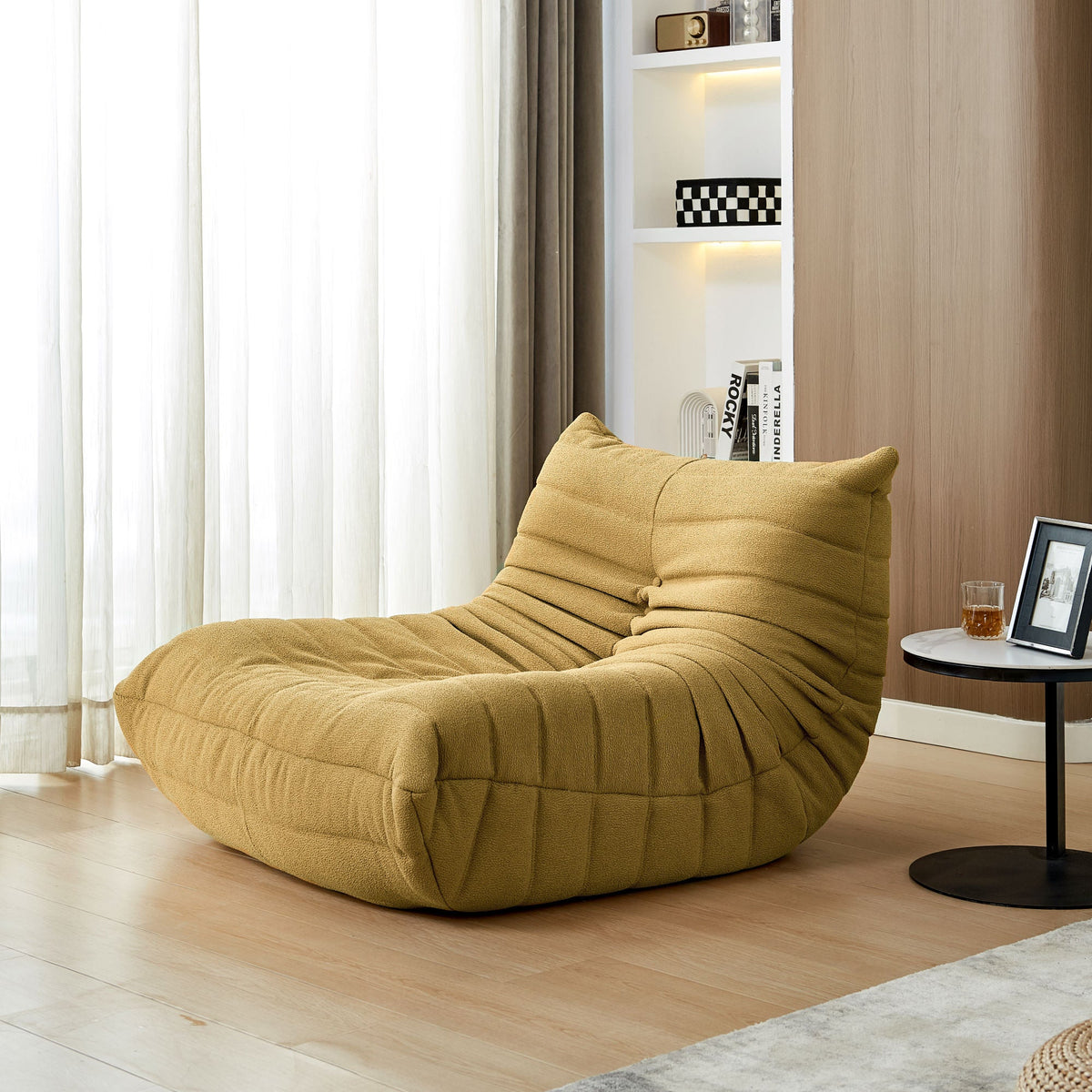 Teddy Fabric Fireside Lounge Chair - Modern Armless Floor Sofa