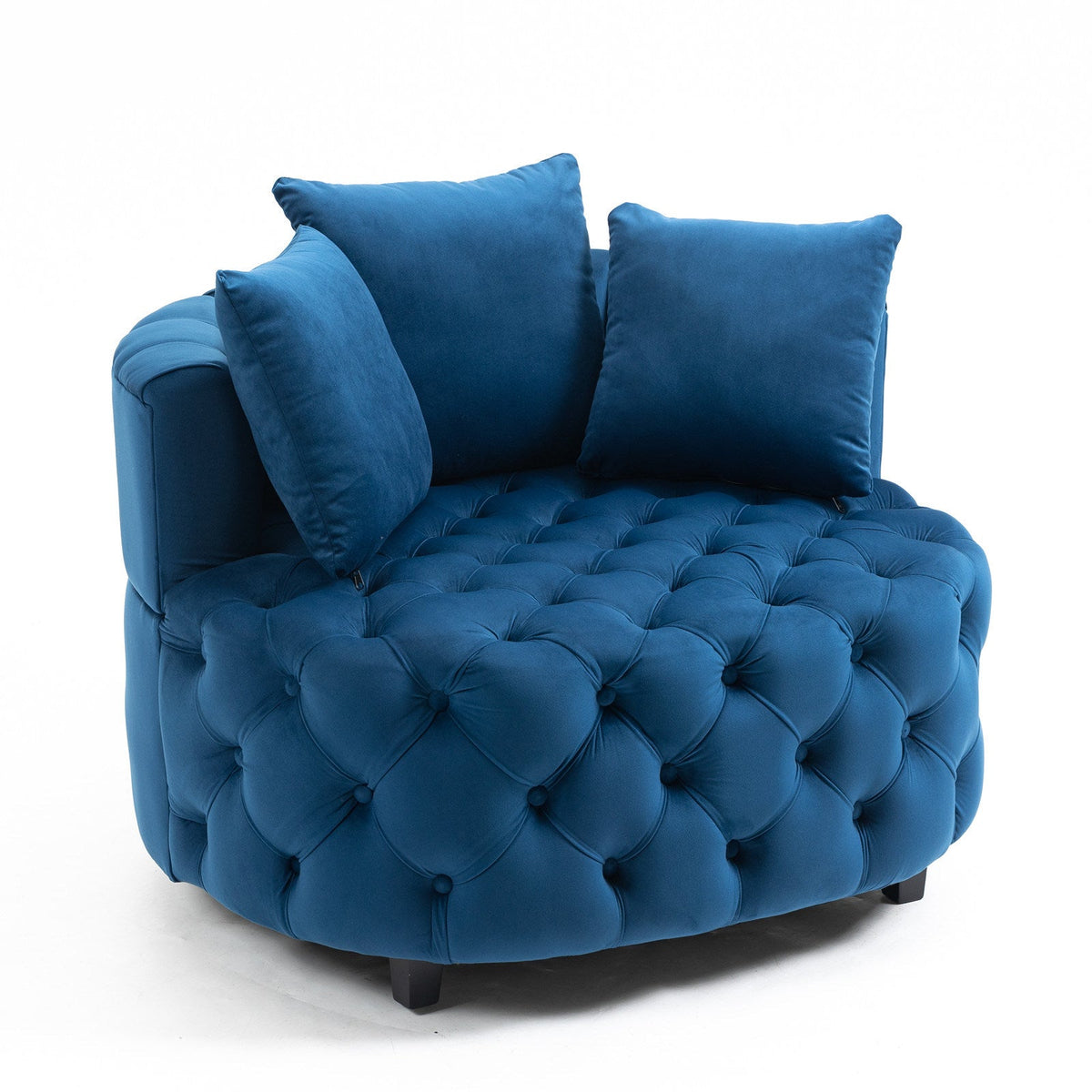 Plush Velvet Barrel Chair with Solid Wood Legs - Available in 3 Colors