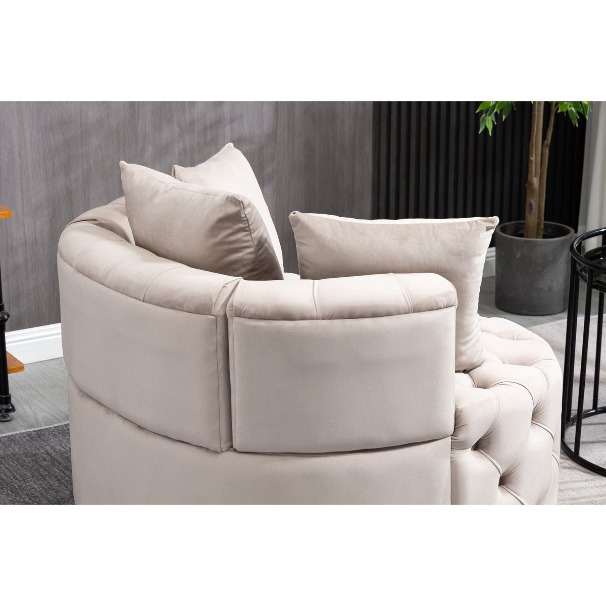 Plush Velvet Barrel Chair with Solid Wood Legs - Available in 3 Colors