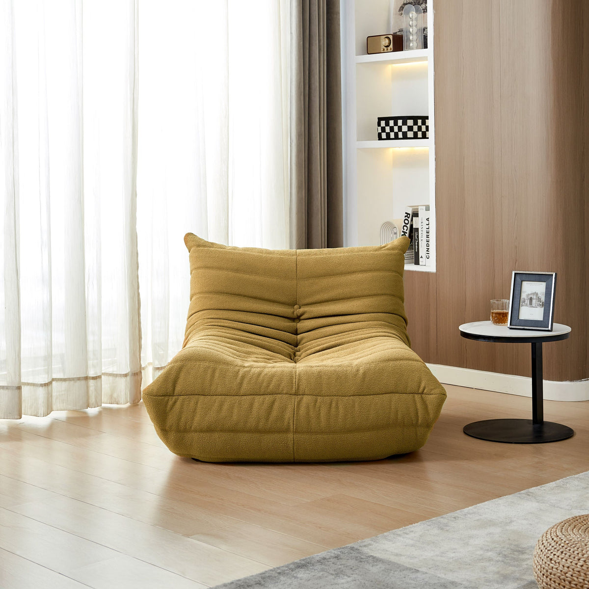 Teddy Fabric Fireside Lounge Chair - Modern Armless Floor Sofa