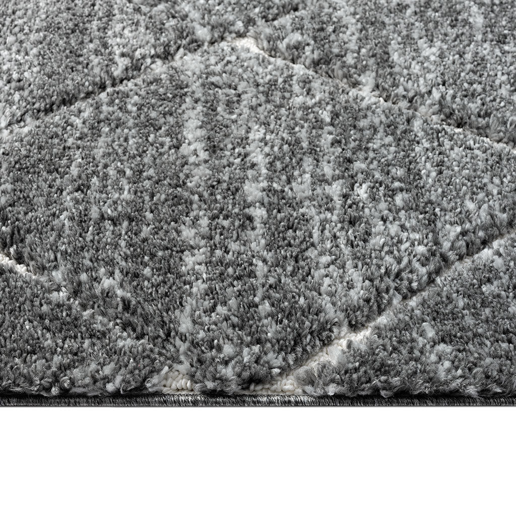 Talas Trellis Shag Area Rug in Grey and Cream
