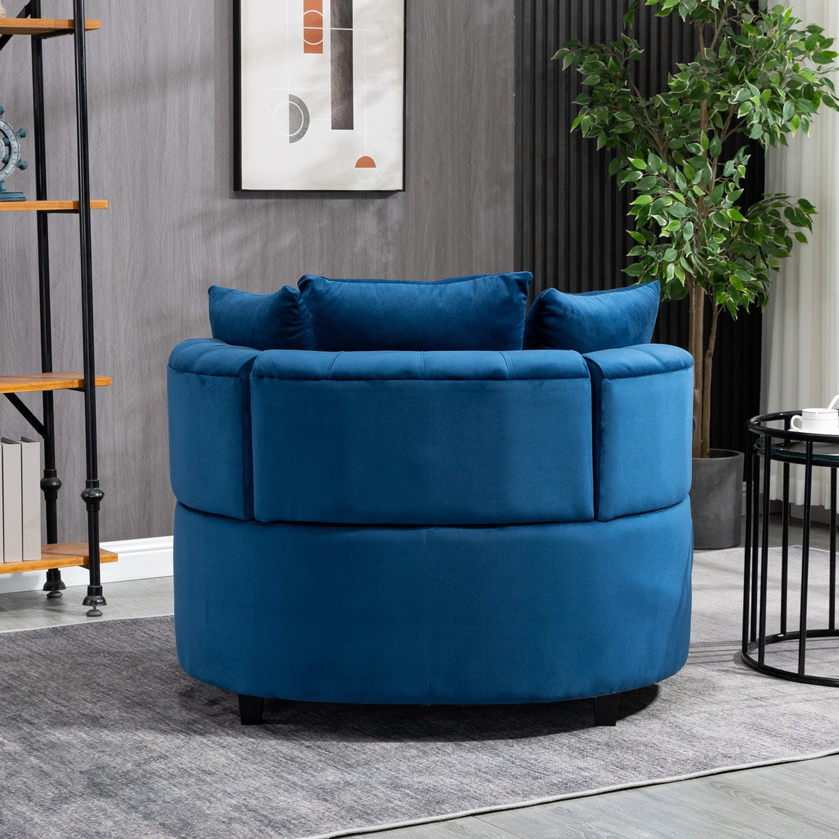 Plush Velvet Barrel Chair with Solid Wood Legs - Available in 3 Colors