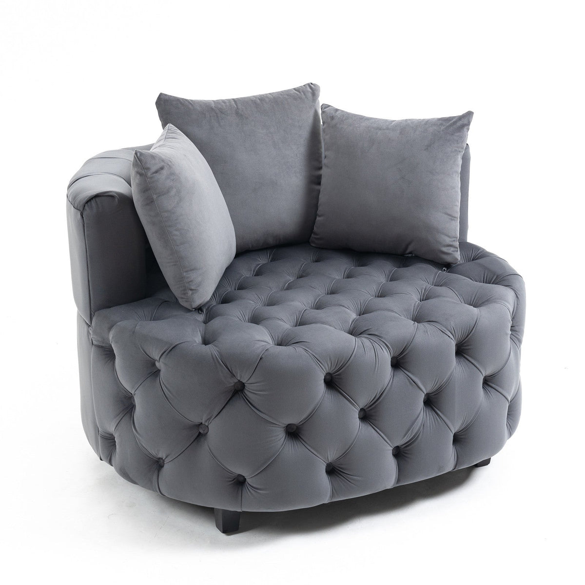 Plush Velvet Barrel Chair with Solid Wood Legs - Available in 3 Colors