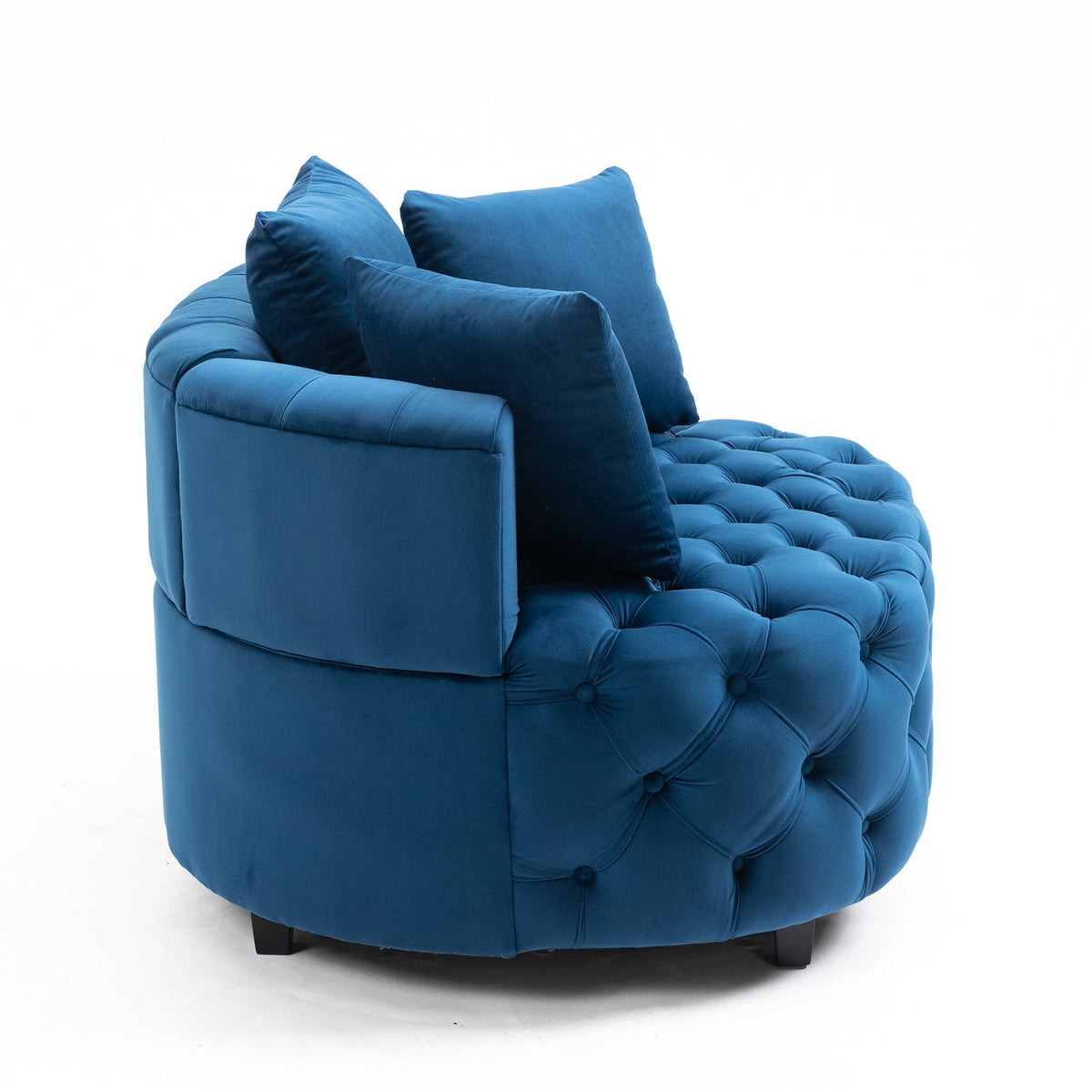 Plush Velvet Barrel Chair with Solid Wood Legs - Available in 3 Colors