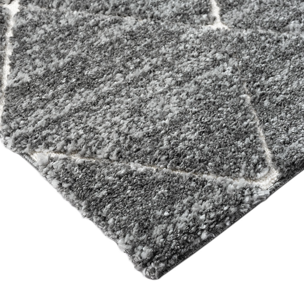 Talas Trellis Shag Area Rug in Grey and Cream
