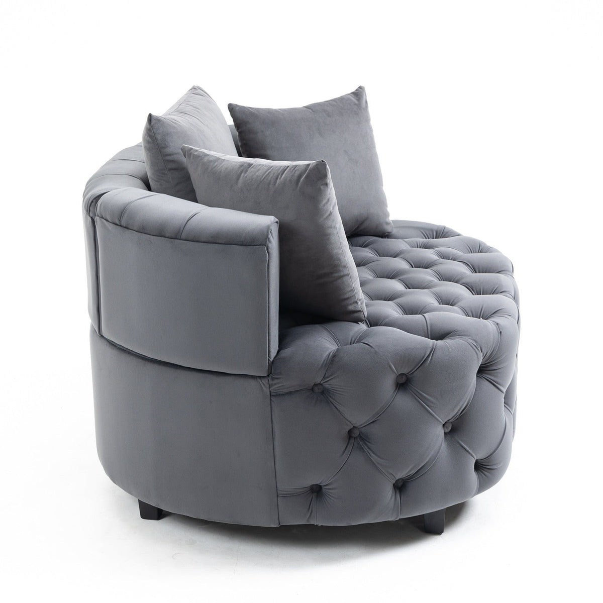 Plush Velvet Barrel Chair with Solid Wood Legs - Available in 3 Colors