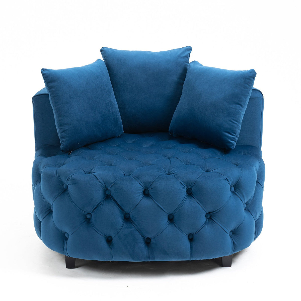 Plush Velvet Barrel Chair with Solid Wood Legs - Available in 3 Colors