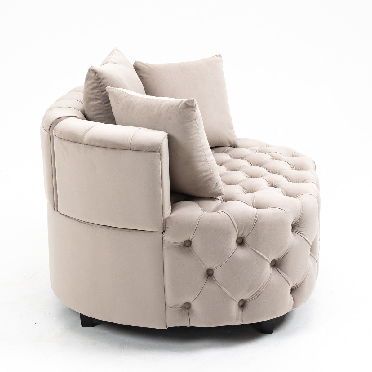 Plush Velvet Barrel Chair with Solid Wood Legs - Available in 3 Colors