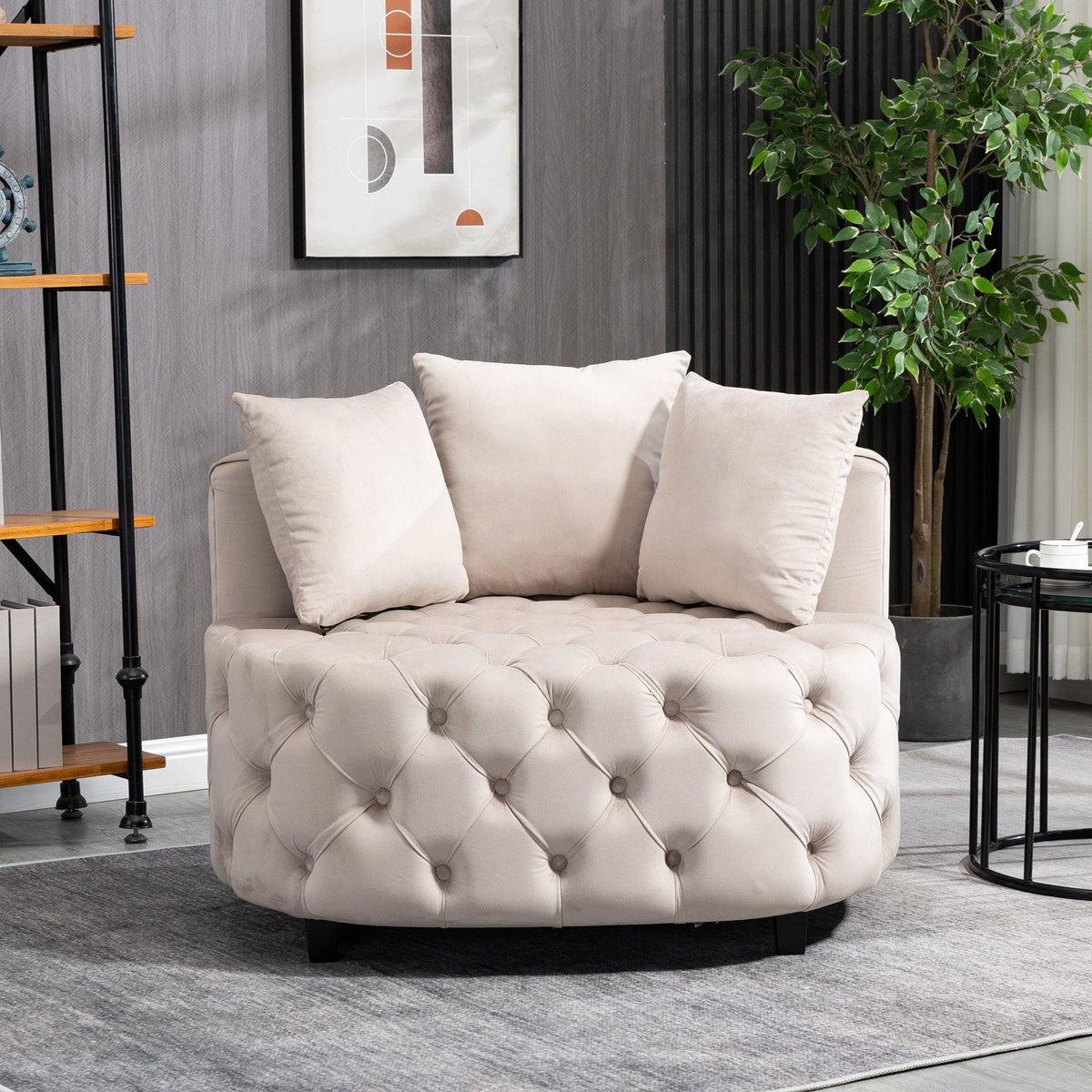 Plush Velvet Barrel Chair with Solid Wood Legs - Available in 3 Colors