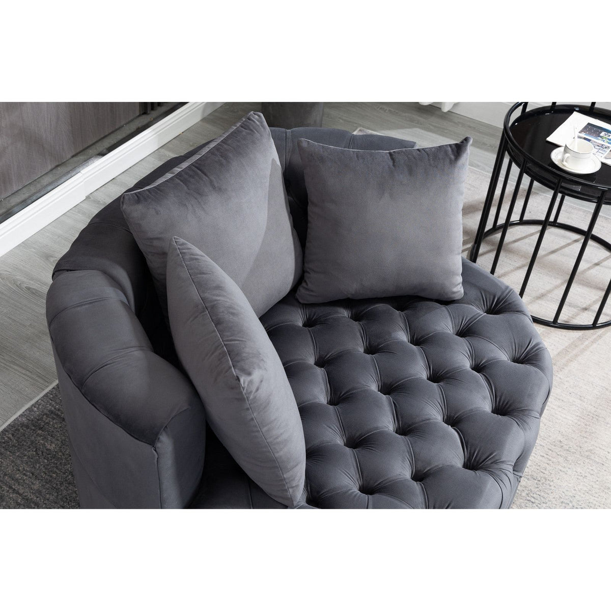 Plush Velvet Barrel Chair with Solid Wood Legs - Available in 3 Colors