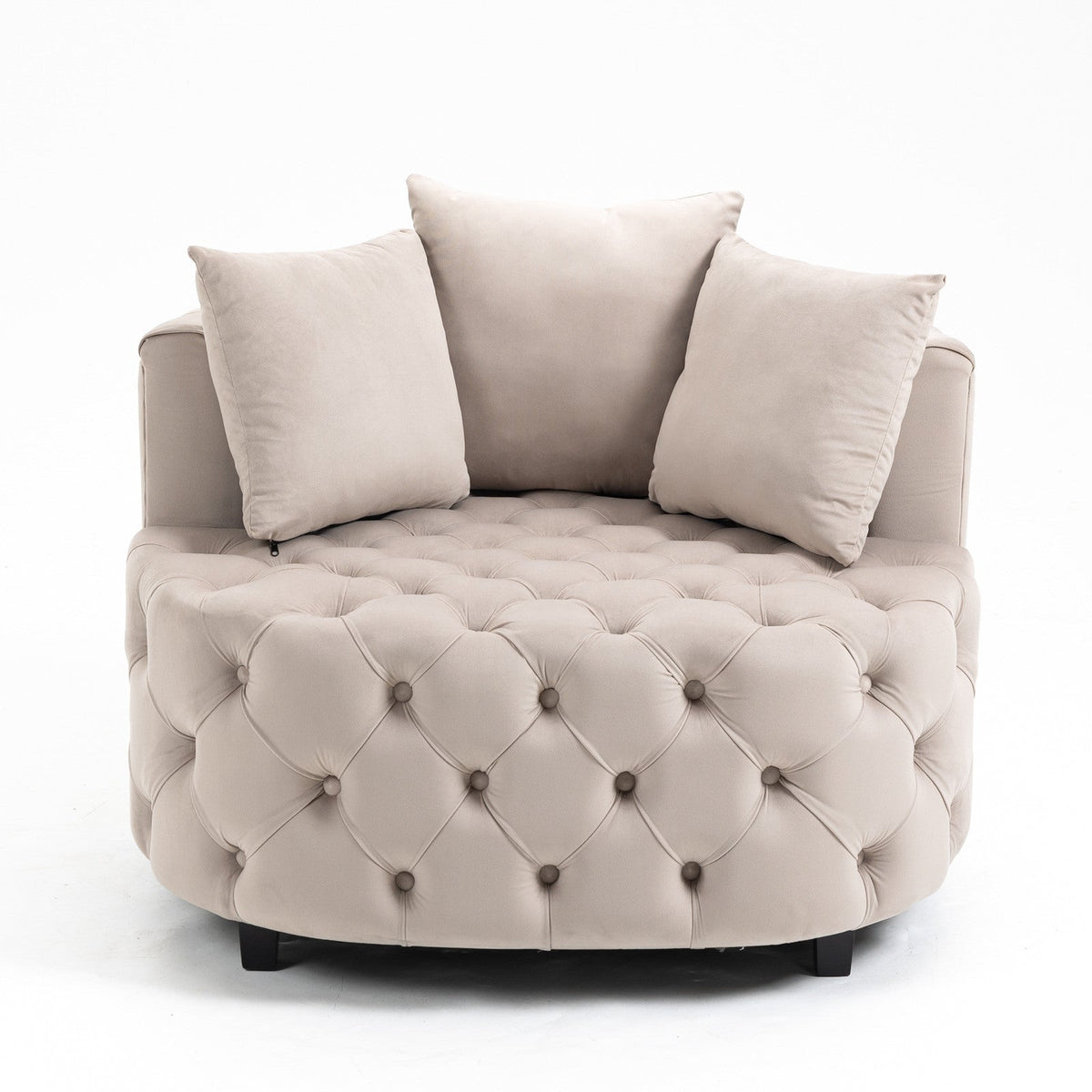 Plush Velvet Barrel Chair with Solid Wood Legs - Available in 3 Colors