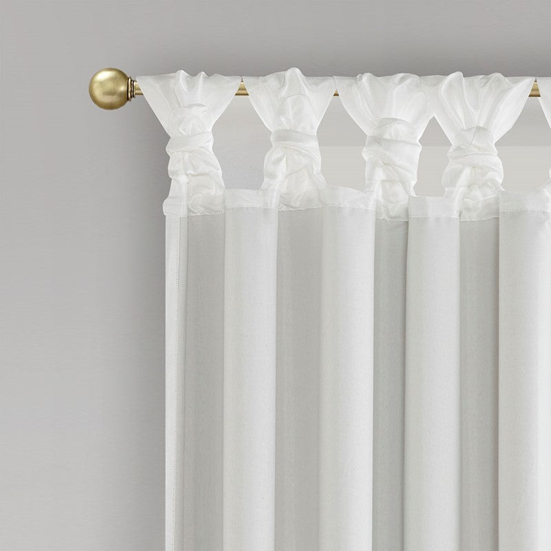 Emilia 100% Polyester Solid Faux Silk Lined Twist Tab Total Blackout Window Curtain